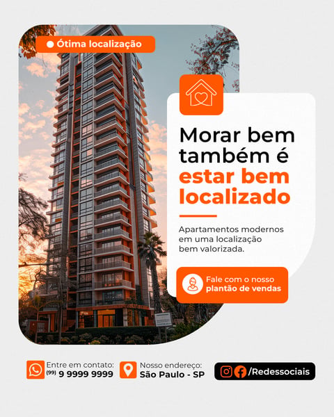 CORRETORA DE IMÓVEIS MORAR BEM SOCIAL MEDIA PSD EDITÁVEL