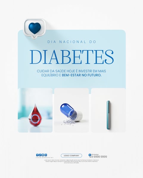 DIA NACIONAL DO DIABETES CONSCIENTIZAÇÃO SAÚDE SOCIAL MEDIA PSD EDITÁVEL 1