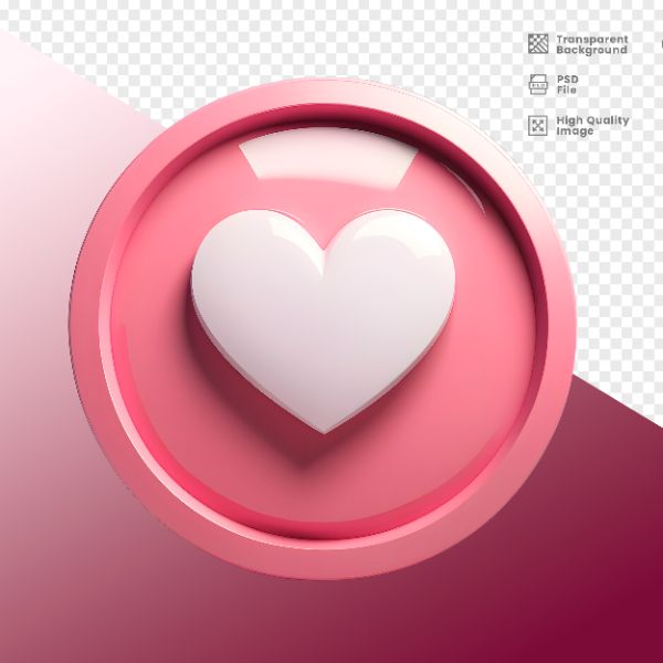 ELEMENTO PARA COMPOSIÇÃO CÍRCULO ROSA E CORAÇÃO BRANCO