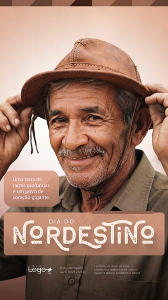 DIA DO NORDESTINO HOMEM COM CHAPÉU DE COURO SOCIAL MEDIA FLYER PSD EDITÁVEL STORY