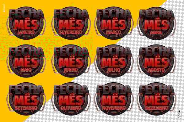 SELO 3D FECHA MÊS TODOS OS MESES DO ANO