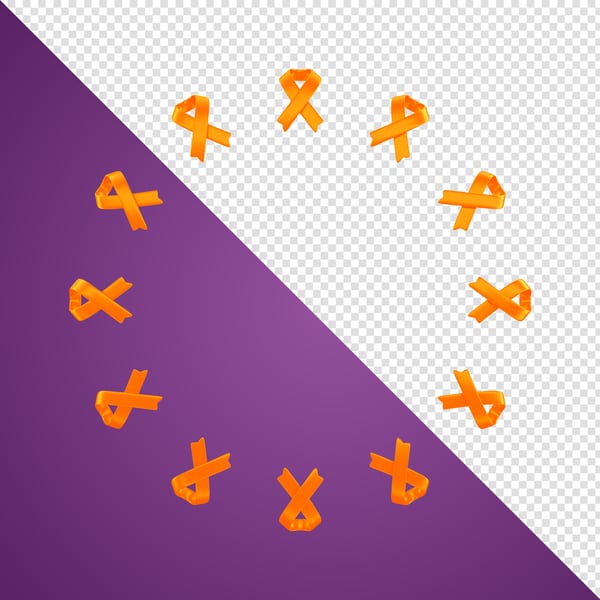 ELEMENTO 3D FEVEREIRO LARANJA LAÇO PNG