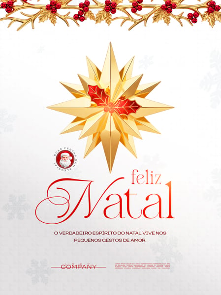 CARTÃO DE FELIZ NATAL DOURADO SOCIAL MEDIA FLYER PSD EDITÁVEL