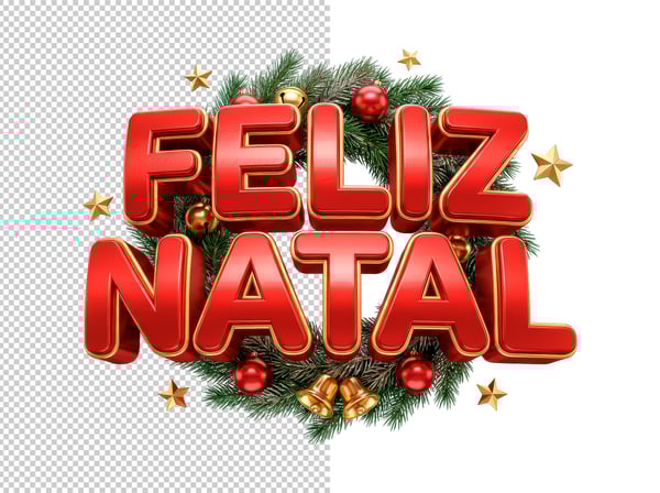 SELO 3D FELIZ NATAL EM PNG TRANSPARENTE