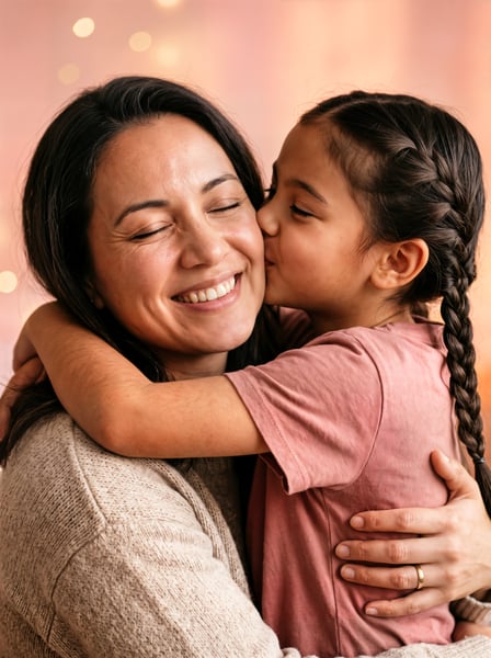 Mãe com sua filha abraçadas 02