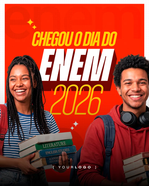 Arte Dia do Enem Cursinho e Pré Vestibular PSD Editável