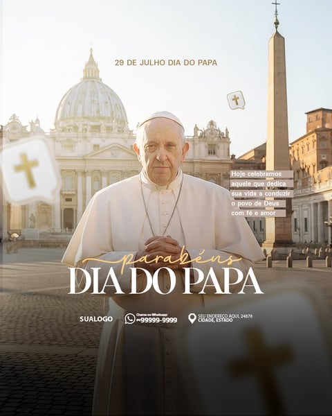 DIA DO PAPA 29 DE JUNHO PARABÉNS SOCIAL MEDIA PSD EDITÁVEL
