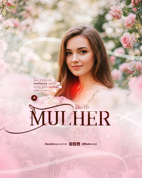 DIA INTERNACIONAL DA MULHER 8 DE MARÇO SOCIAL MEDIA PSD EDITÁVEL