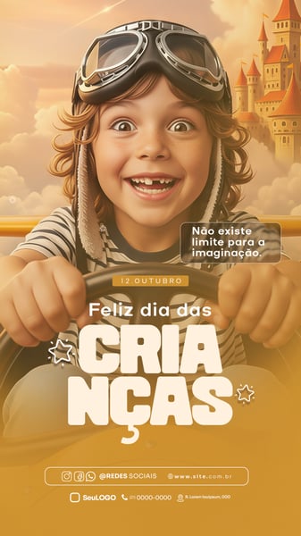 FELIZ DIA DAS CRIANÇAS 12 DE OUTUBRO STORY SOCIAL MEDIA PSD EDITÁVEL