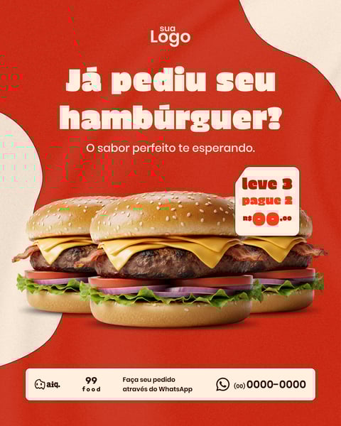 JÁ PEDIU SEU HAMBÚRGUER Figma Social Media Template