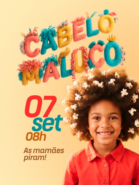CABELO MALUCO EVENTO INFANTIL COM PIPOCA SOCIAL MEDIA FLYER PSD EDITÁVEL