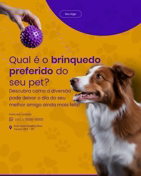 QUAL É O BRINQUEDO PREFERIDO DO SEU PET Figma Social Media Template
