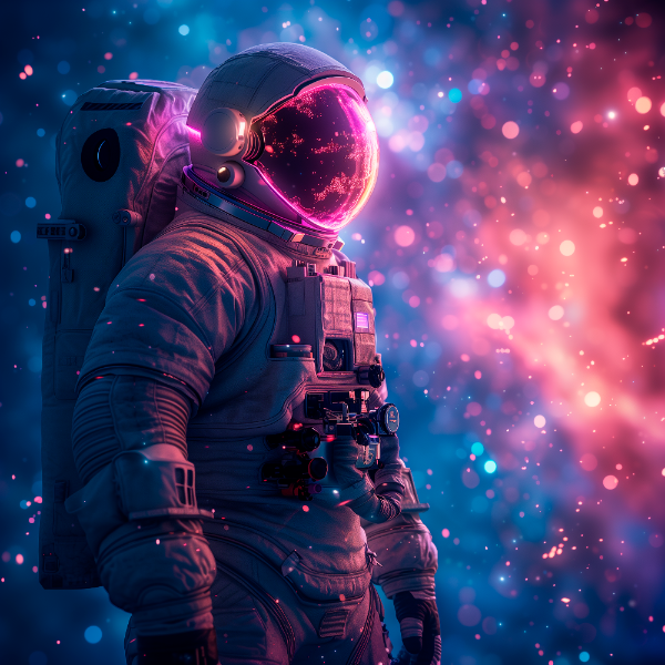 ASTRONAUTA NA ESPAÇO | COM LUZES NEON | FAÍSCAS | IMAGEM BACKGROUND