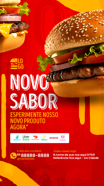 STORIES NOVO SABOR DE HAMBURGUER SOCIAL MEDIA LANCHONETE PSD EDITÁVEL