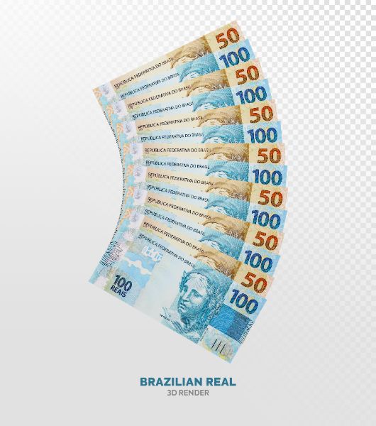 NOTAS DE 100 E 50 REAIS ELEMENTO 3D REALISTA