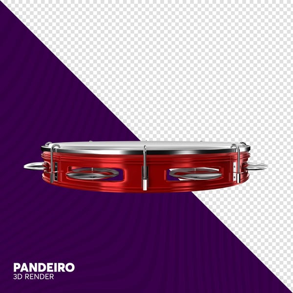 ELEMENTO 3D PANDEIRO CARNAVAL PNG