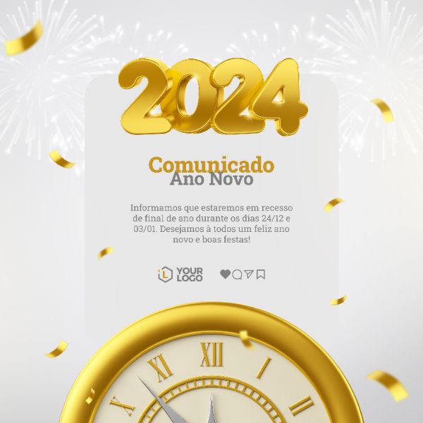 COMUNICADO FELIZ ANO NOVO 2024 TEMPLATE SOCIAL MEDIA
