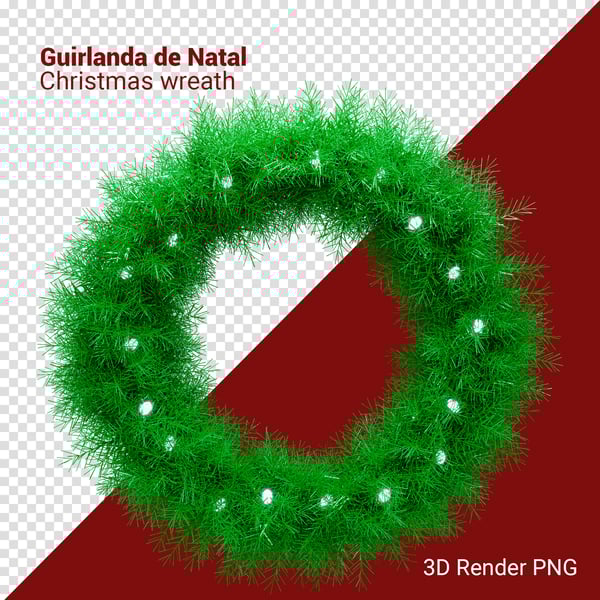 MAL GUIRLANDA DE NATAL 3D RENDER PNG PARA COMPOSIÇÃO (22)