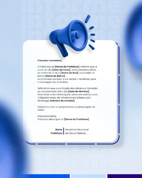 PREFEITURA COMUNICADO AVISO INFORME IMPORTANTE SOCIAL MEDIA FLYER PSD EDITÁVEL
