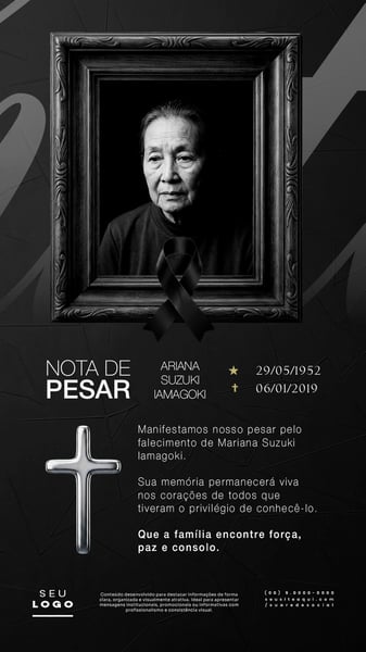 NOTA DE PESAR FALECIMENTO LUTO STORY SOCIAL MEDIA PSD EDITÁVEL 4