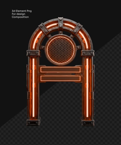 TÚNEL METÁLICO COM NEON E PLACAS PARA COMPOSIÇÃO DE DESIGN PNG
