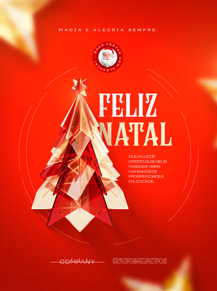 FELIZ NATAL ÁRVORE DE CRISTAL SOCIAL MEDIA FLYER PSD EDITÁVEL