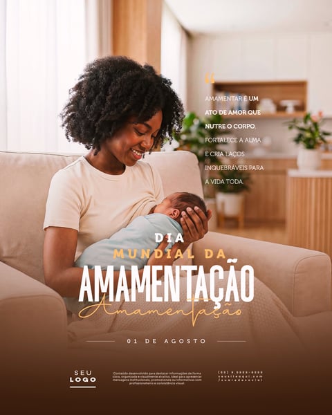 DIA MUNDIAL DA AMAMENTAÇÃO 01 DE AGOSTO SOCIAL MEDIA PSD EDITÁVEL