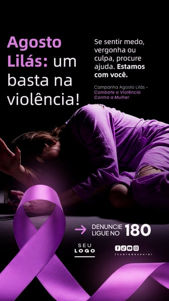 AGOSTO LILÁS CAMPANHA DE CONSCIENTIZAÇÃO AO COMBATE A VIOLÊNCIA CONTRA A MULHER SOCIAL MEDIA PSD EDITÁVEL STORY 7