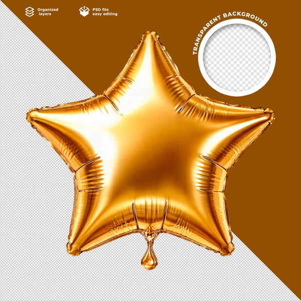 BALÃO ESTRELA DOURADO BRILHANTE FESTA NATALINA LUXO FESTIVO ISOLADO