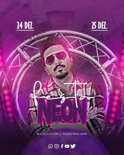 FLYER EVENTO SHOW NEON - PSD EDITAVEL