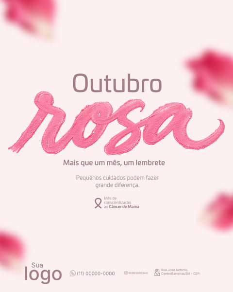 OUTUBRO ROSA CAMPANHA DE CONSCIENTIZAÇÃO E PREVENÇÃO DO CÂNCER DE MAMA PSD EDITÁVEL 5
