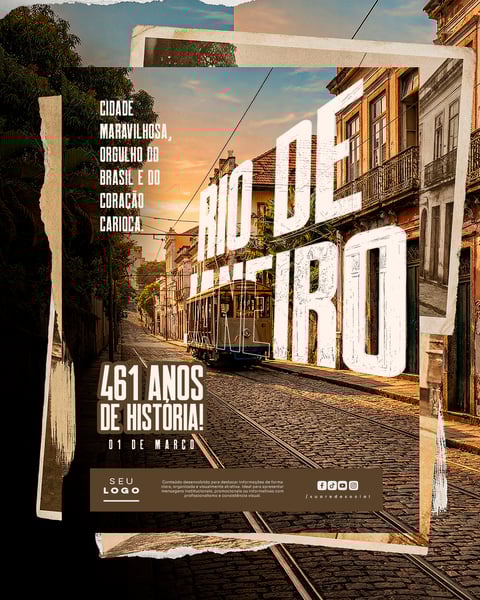 ANIVERSÁRIO DA CIDADE DO RIO DE JANEIRO PARABÉNS POR SEUS 461 ANOS SOCIAL MEDIA PSD EDITÁVEL 3