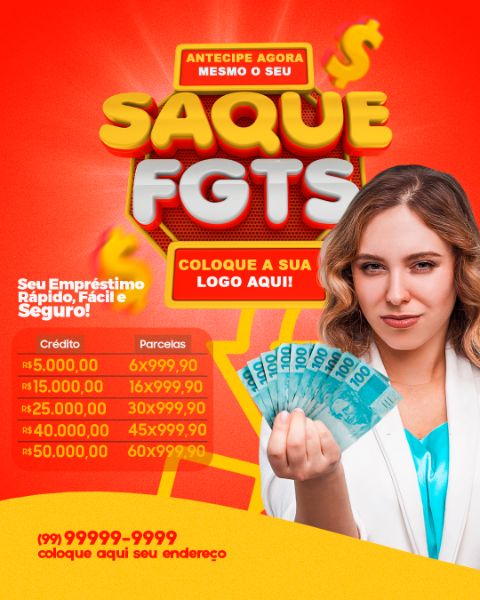 SELO 3D SAQUE FGTS COR VERMELHA FEED