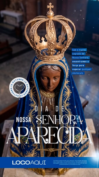 DIA DE NOSSA SENHORA APARECIDA FÉ CATÓLICA SOCIAL MEDIA FLYER PSD EDITÁVEL STORY