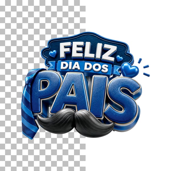 SELO 3D FELIZ DIA DOS PAIS ÂNGULO LATERAL ESQUERDO