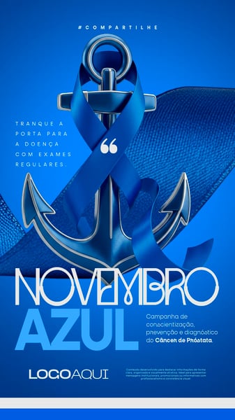 NOVEMBRO AZUL ÂNCORA CÂNCER PRÓSTATA SOCIAL MEDIA FLYER PSD EDITÁVEL STORY