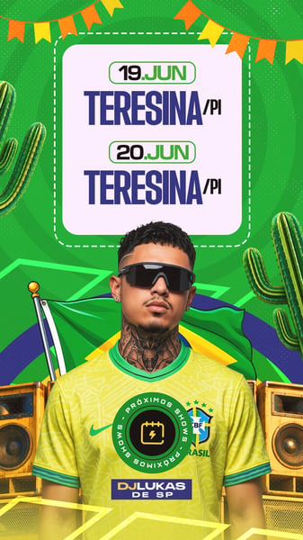 22 FLYER AGENDA SEMANAL COPA DO MUNDO BRASIL STORY PSD EDITÁVEL