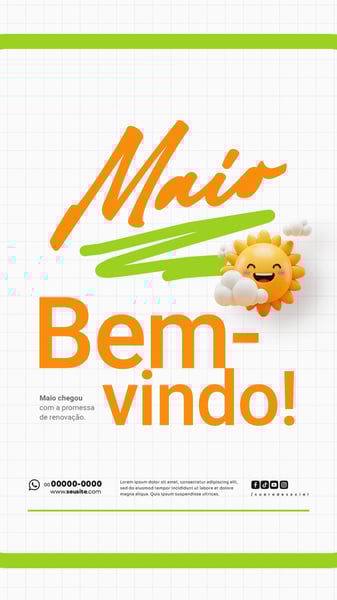 BEM VINDO MAIO SAUDAÇÃO MÊS SOCIAL MEDIA POST EDITÁVEL STORY