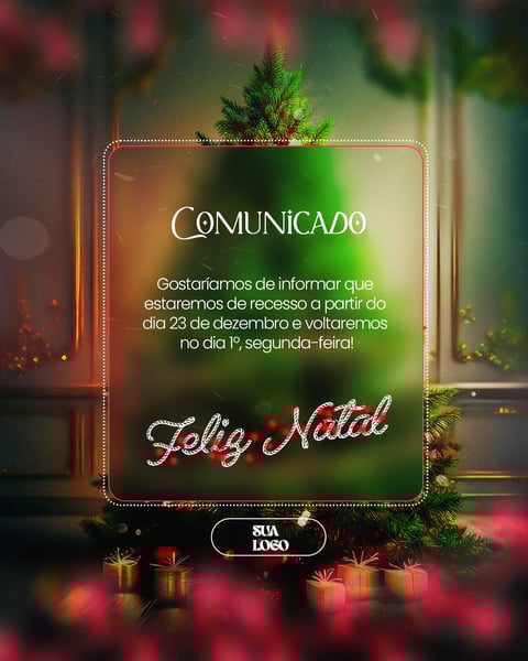 FELIZ NATAL 25 DE DEZEMBRO AVISO INFORME HORÁRIO COMUNICADO SOCIAL MEDIA PSD EDITÁVEL