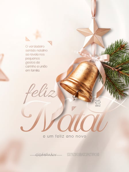 FELIZ NATAL SINO DOURADO E ESTRELA SOCIAL MEDIA FLYER PSD EDITÁVEL