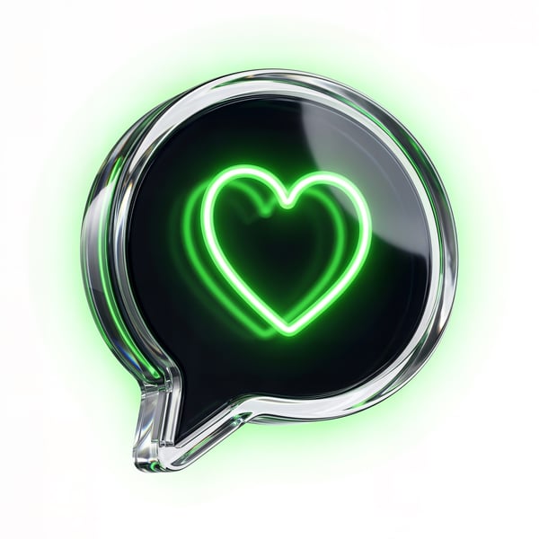 BALAO MENSAGEM VIDRO CORAÇÃO VERDE NEON 1