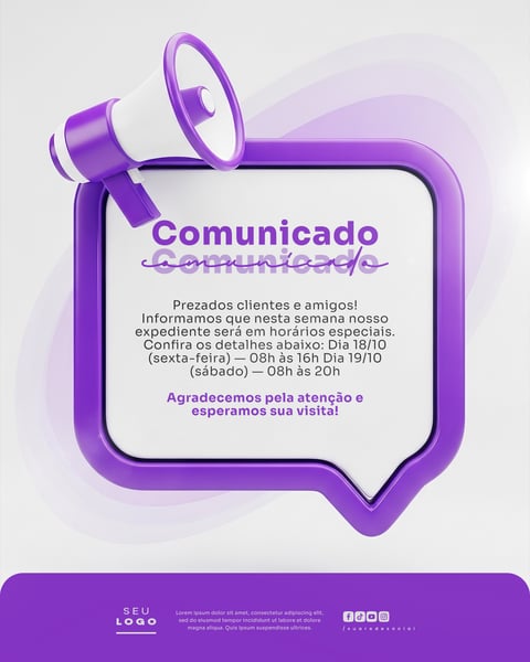 COMUNICADO AVISO SOCIAL MEDIA PSD EDITÁVEL 7