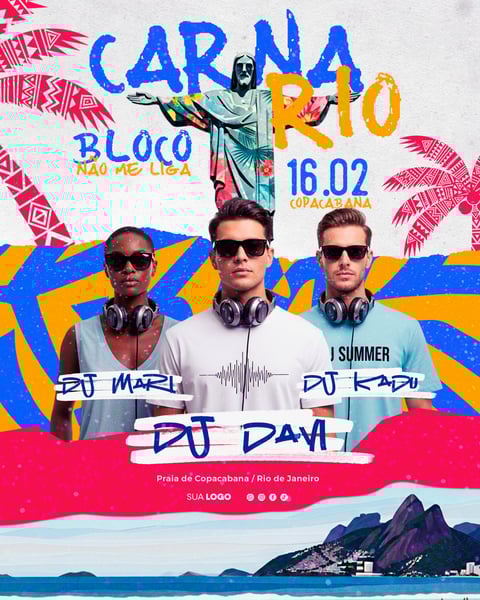 SOCIAL MEDIA BLOCO DE CARNAVAL EVENTO DJ SERTANEJO BAILE FESTA ELETRÔNICO VERÃO SUNSET PRAIA