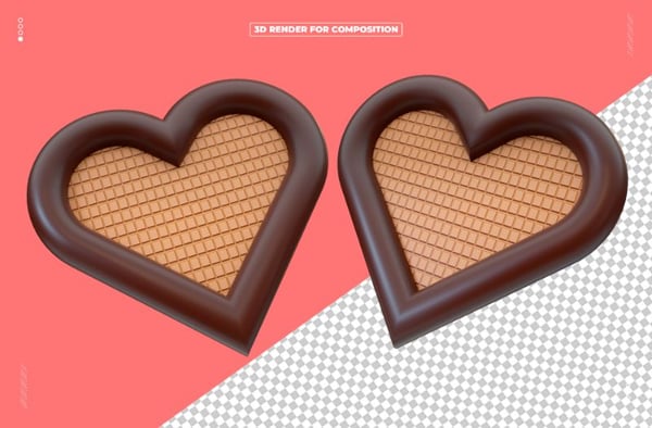 CORAÇÃO DE CHOCOLATE 3D PARA COMPOSIÇÃO