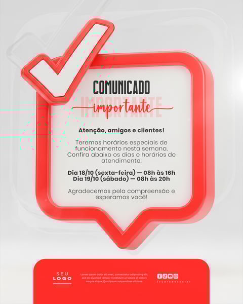 COMUNICADO AVISO SOCIAL MEDIA PSD EDITÁVEL 3