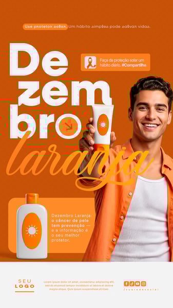 DEZEMBRO LARANJA MÊS DE CONSCIENTIZAÇÃO SOBRE O CÂNCER DE PELE STORY SOCIAL MEDIA PSD EDITÁVEL (6)