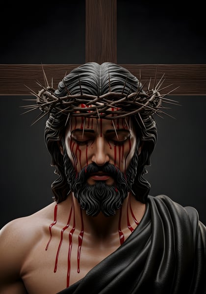 JESUS CRISTO COM A COROA DE ESPINHO E A CRUZ DE MADEIRA 07