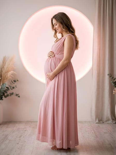 Mulher grávida segurando o barriga 18