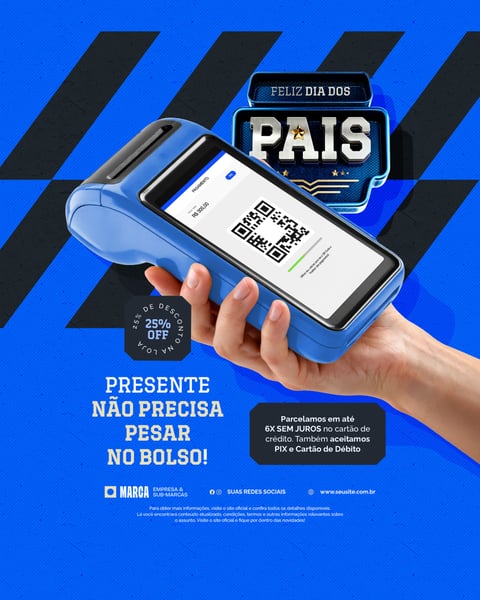 Campanha Feliz Dia dos Pais Pagamento Facilitado Selo 3D Social Media PSD Editável