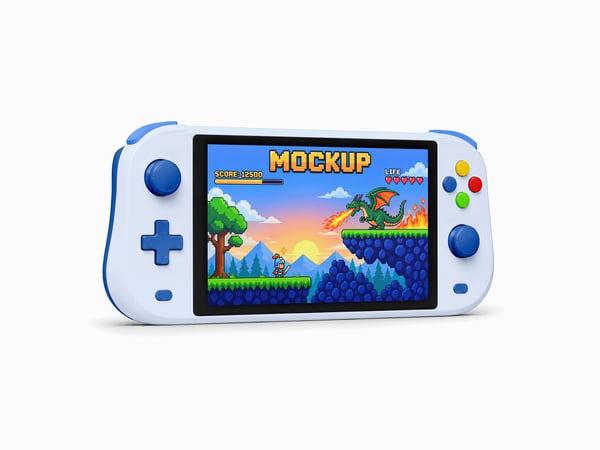 CONSOLE PORTÁTIL MOCKUP EM ESTÚDIO VISTA FRONTAL